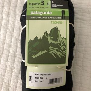 Patagonia Men’s Capilene 3 Bottoms Sz L Black